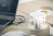 AE-BPW4S120P-10 Recessed power socket COMFORT PLUS, D-120mm, 4xSCHUKO, 2xUSB, 2xLAN, 1.5m, white — Furniture sockets